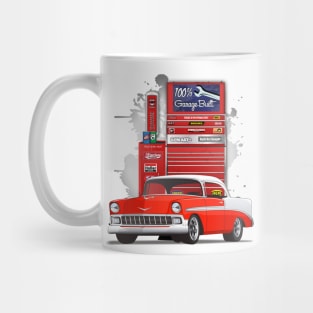 1956 Matador Red and White Chevy Bel Air Garage Built Print Mug